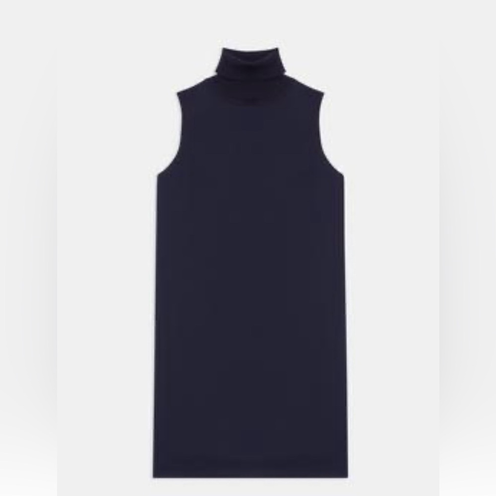 Theory Roll Neck Dress in Crepe | Navy